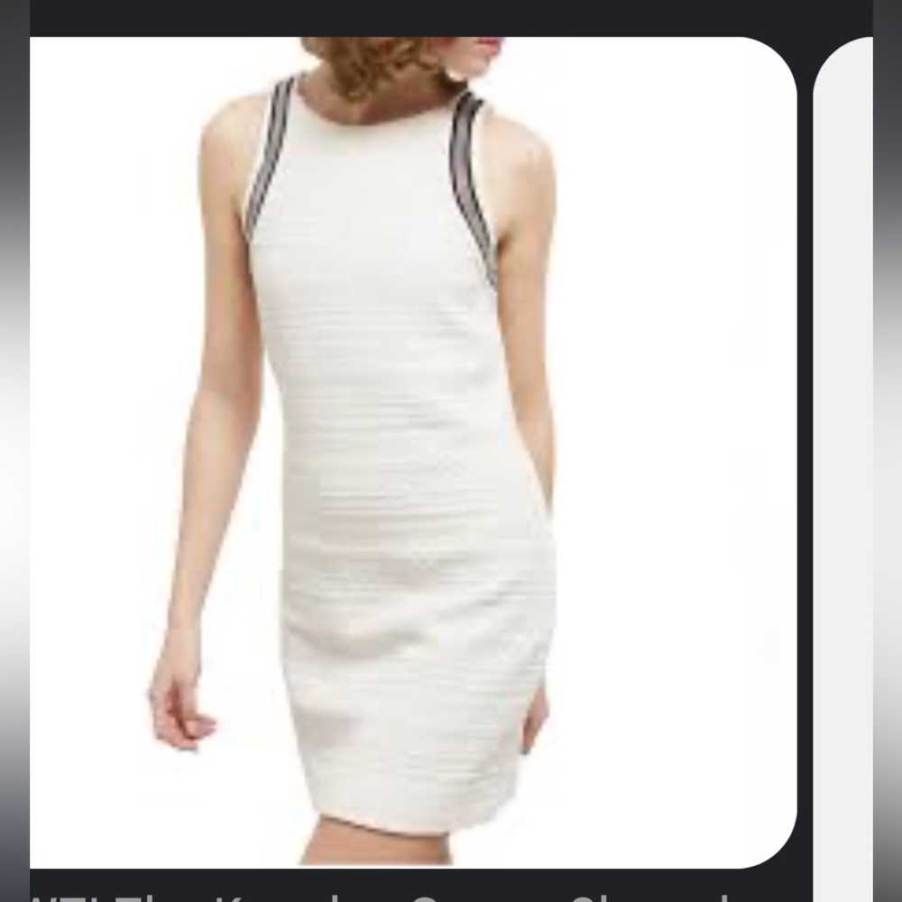 NWT The Kooples Cream Midi Dress with Black Trim
